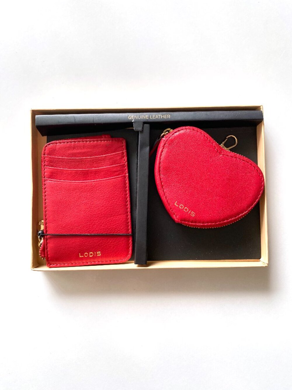 Lodis Heart Shaped Coin Purse and Card Wallet Leather